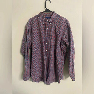 Ralph Lauren Plaid Button Front Classic Shirt Long Sleeve Size XL Pony Logo